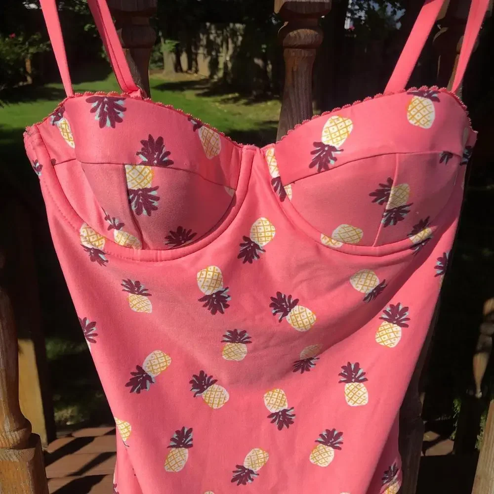 Kate Spade Pineapple Peach Coral Pink One Piece Bathing Suit 🍍 XS - Picture 2 of 9